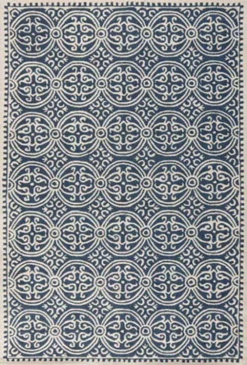 Fairburn Hand-Tufted Wool Navy/Ivory Area Rug image