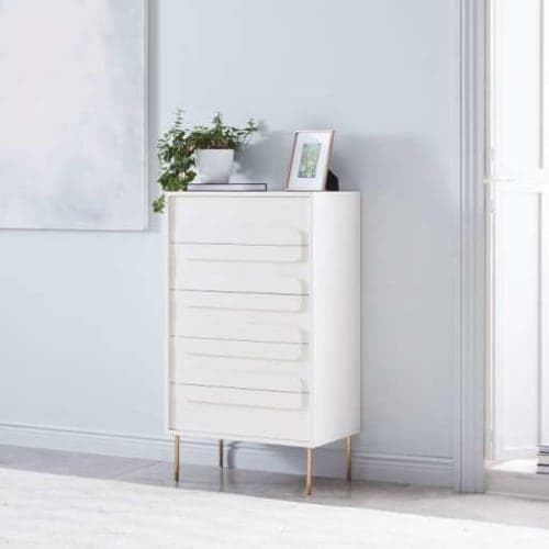 Gemini 5-Drawer Dresser - White Lacquer image