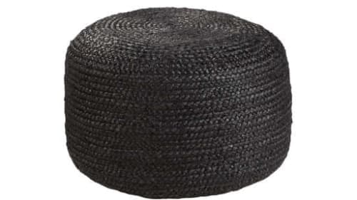 Black Braided Jute Pouf image