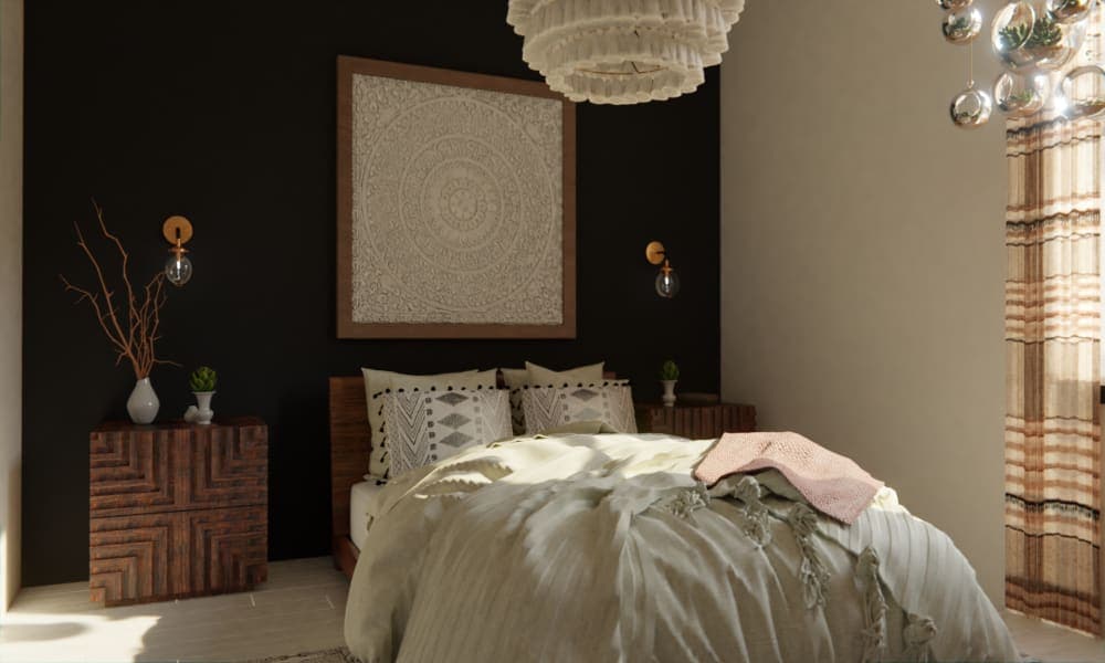 Dramatic Boho Eclectic Bedroom