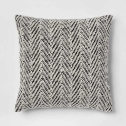 Square Knit Herringbone Throw Pillow Gray No Insert-18"x18" image