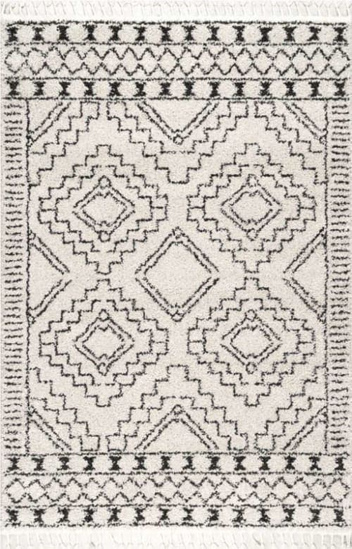 Off White Tribal Moroccan Tassel 8' x 10' image