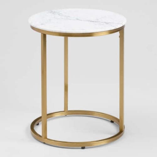 Round White Marble Milan Accent Table image