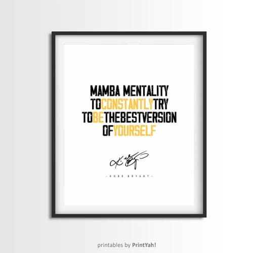 MAMBA MENTALITY, Typography Poster, Kobe Bryant Poster Quotes image