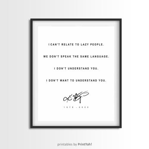 LAZY PEOPLE, Kobe Bryant Quotes, Typography Poster image