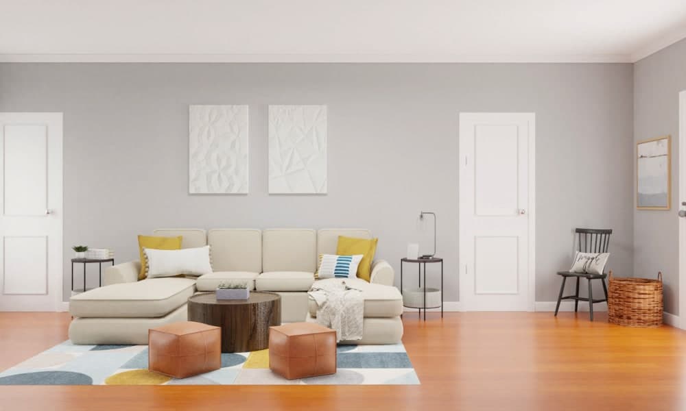 An urban farmhouse style living room with an industrial twist