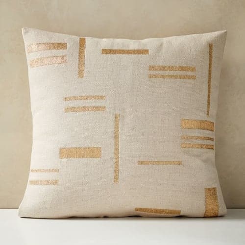 Embroidered Metallic Blocks Pillow Cover no insert image
