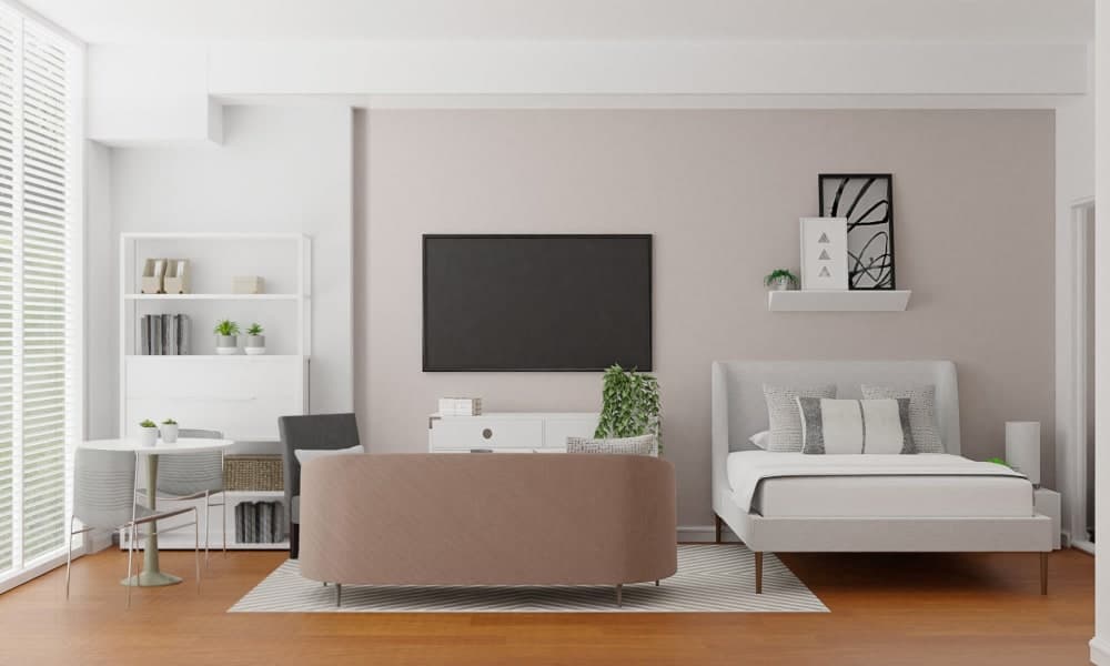 Functional Layout in a Tight Space: Modern Glam Studio