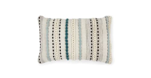 Aqua stitch cotton throw pillow image