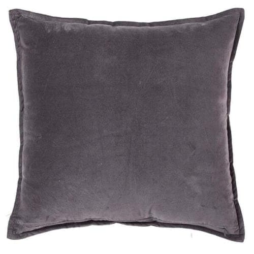 Solid Cotton Velvet Pillow Grey Set Of 2 No Insert-20"x20" image