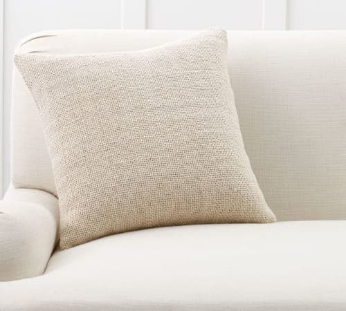 Faye Textured Linen Pillow Cover, 20", Flax image
