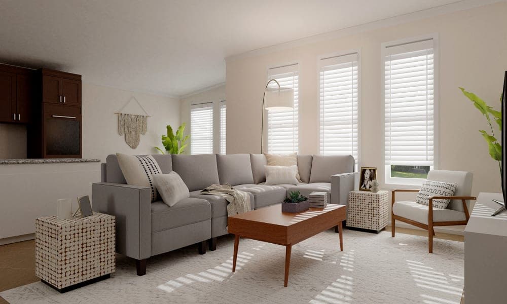 Extra Storage: Mid-Century Contemporary Living Room