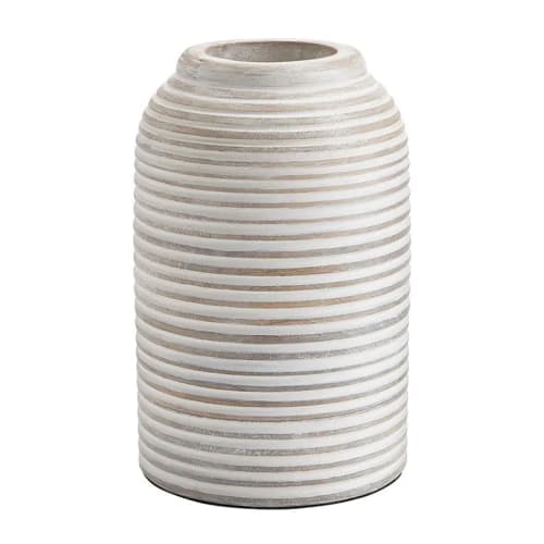 Whitewash Tan Wood Vase Small image