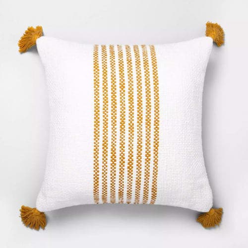 Slub Stripe Yellow Throw Pillow No Insert-18"x18" image