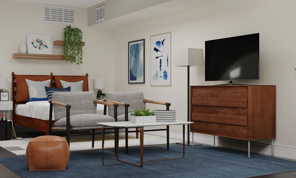 Navy Blue Masculine: Mid-Century Retro Studio