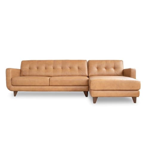 CASSIE TAN LEATHER SECTIONAL SOFA (RIGHT CHAISE) image