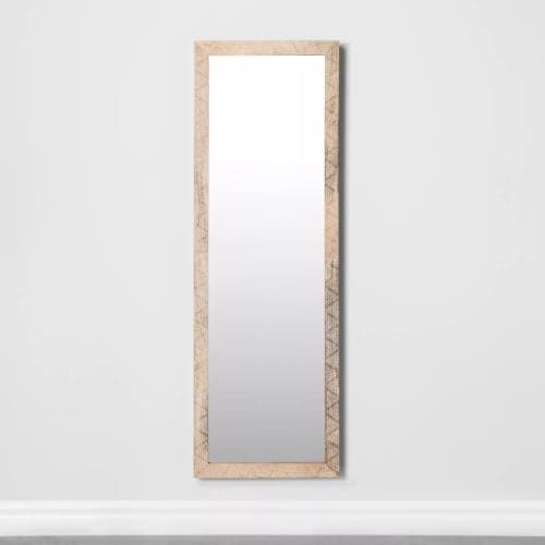Carved Dot Natural Wood Floor Mirror - Opalhouse™ image