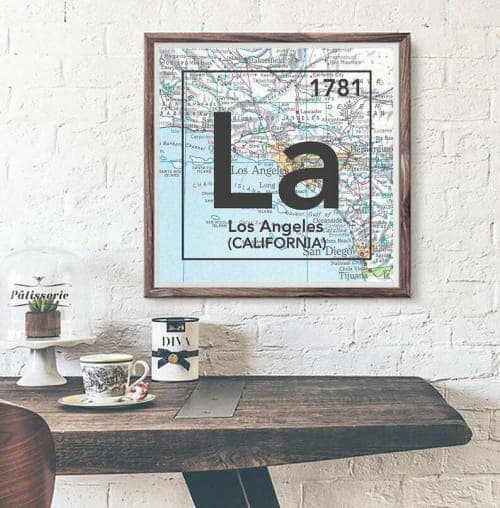 Los Angeles California la Vintage retro Periodic Map UNFRAMED ART PRINT poster image