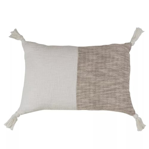 Two Toned Tasseled Oversize Lumbar Throw Pillow image
