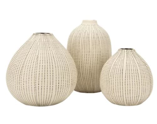 3 Piece Beige Stoneware Table Vase image