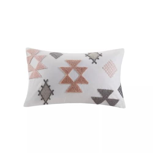 Zara Cotton Embroidered Oblong Lumbar Pillow Blush image