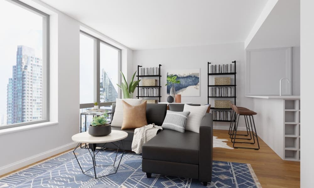 Loft Layout: Mid-Century Urban Living Room