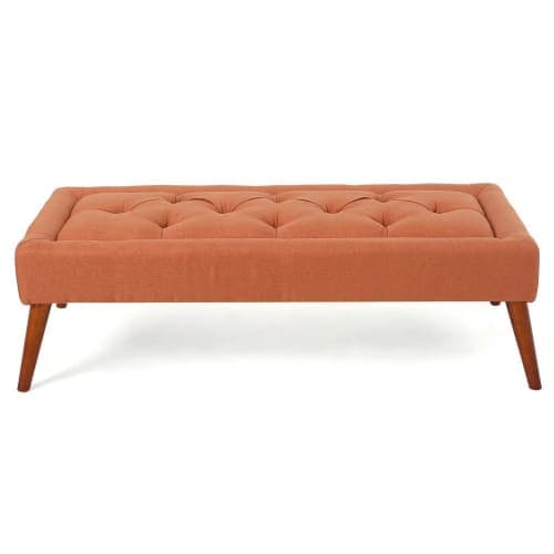Williams Tufted Fabric Ottoman Bench by Christopher Knight HomeOrange image