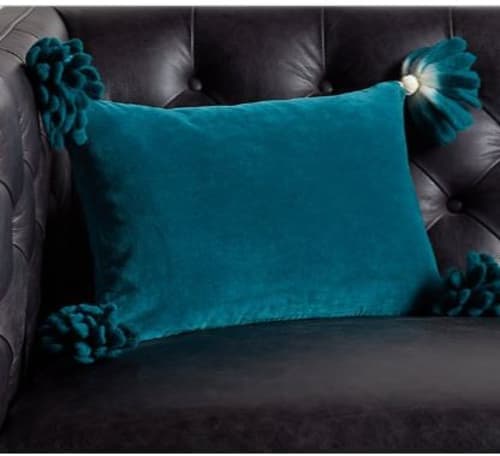 18X12" BIA TASSEL SPRUCE PILLOW WITH DOWN-ALTERNATIVE INSERT image