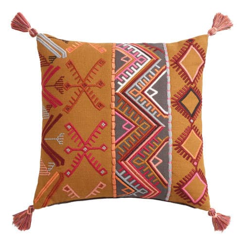 Mustard Yellow Embroidered Ainsley Throw Pillow image