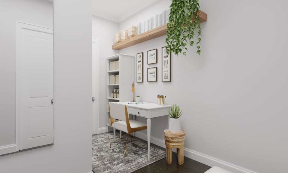 Exercise Nook + Study Space: Modern Scandinavian Study Room