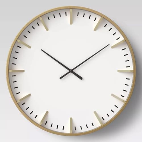 Raised Marker Wall Clock White/Brass image