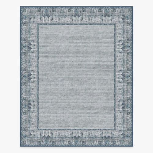 Vintage Daisy Bordered Blue Rug image