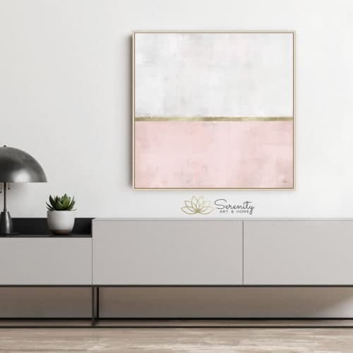 Minimal Art, Pink, White and Gold Painting, Minimalist Art, Large Wall Art, Modern Art, Abstract Painting, Bedroom Decor, Acrylic painting image