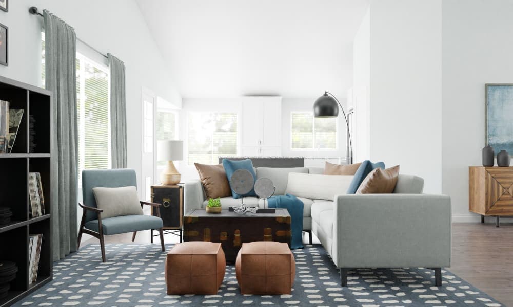 Statement Teal: Urban Modern Living Room