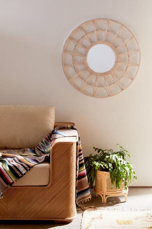 Flora Rattan Scallop Wall Mirror image