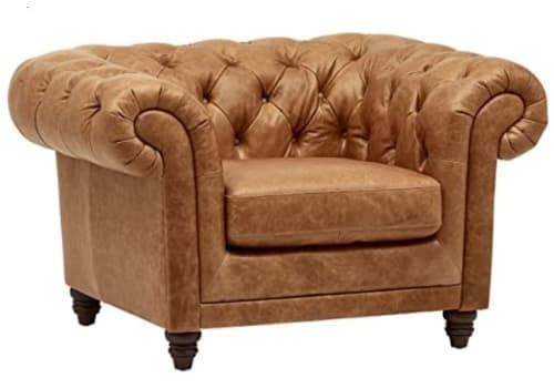 Stone and Beam Bradbury Chesterfield Tufted Leather Accent Chair image