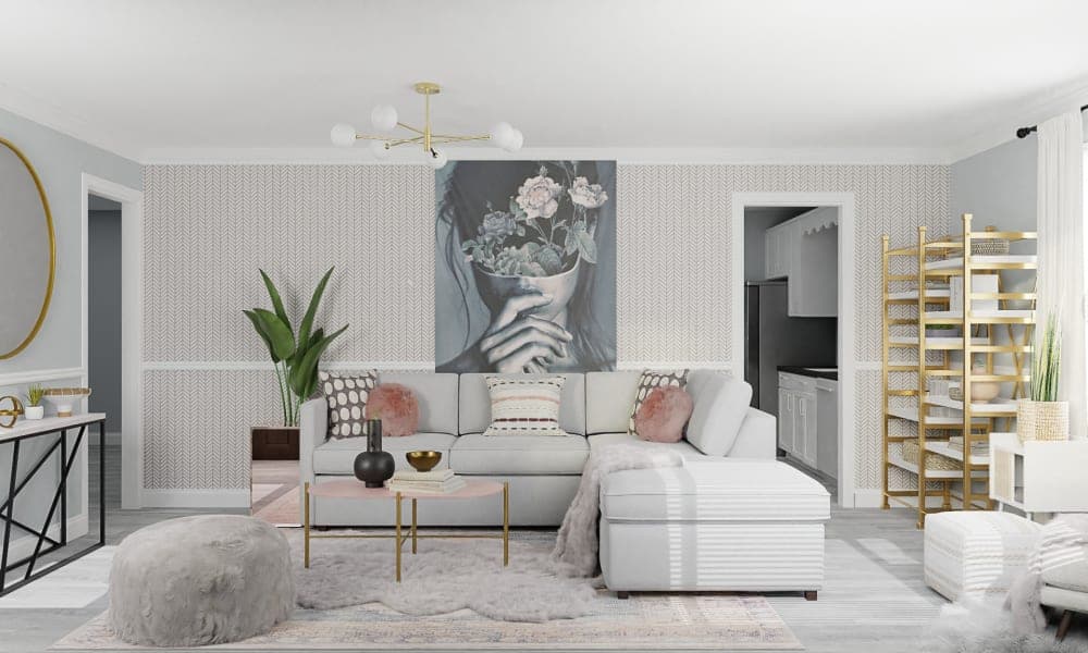Blush and Gray: Eclectic Glam Living Room