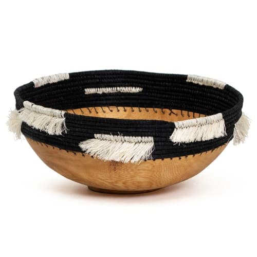 Fringed Black Wooden Bowl image