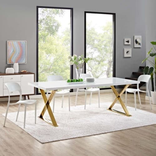 Sector Dining Table White Gold image
