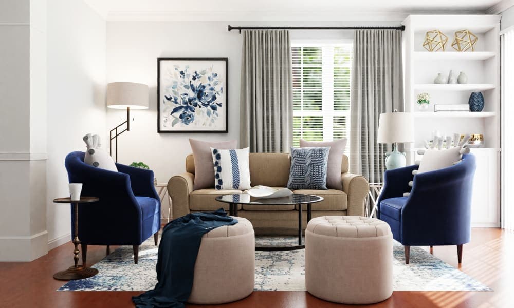 A Pet-Friendly Coastal-Inspired Living Room