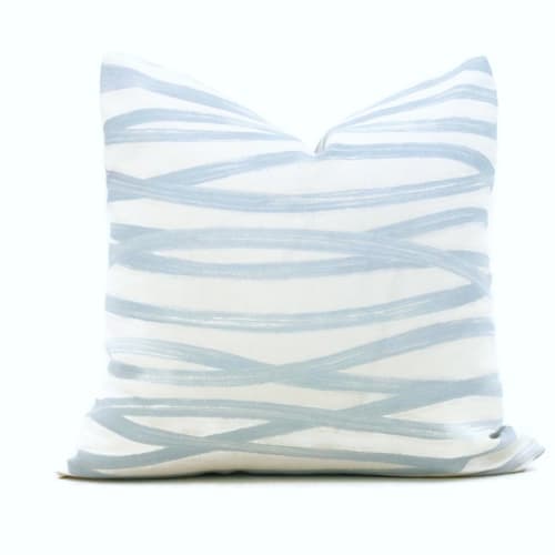 Schumacher Light Blue Brushstrokes Decorative Pillow No Insert-20"x20" image