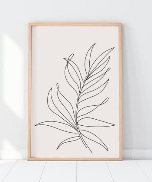 DIGITAL, Tropical Leaves Print, Monstera Line Art, Abstract Botanic Plants Wall Decor, Minimalist Art, Modern Room Decor, Modern Wall Art image