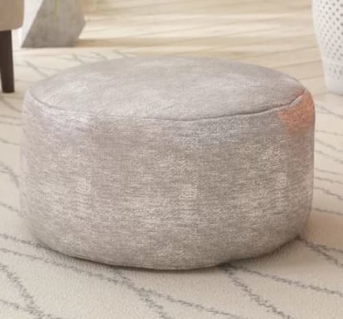 Banton Upholstery Material Round Solid Color Pouf Ottoman image