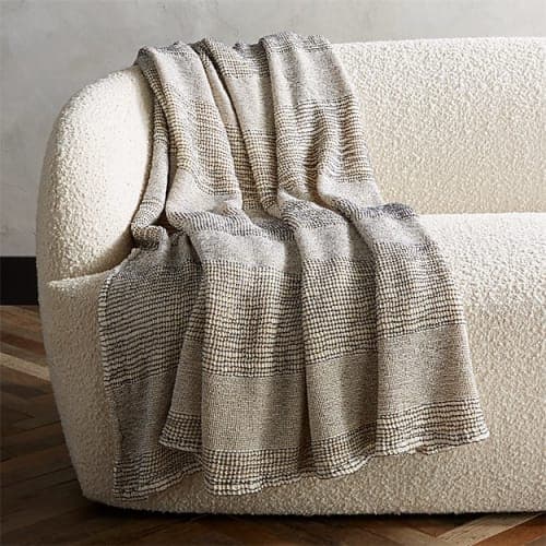 Waffle black and white Throw image