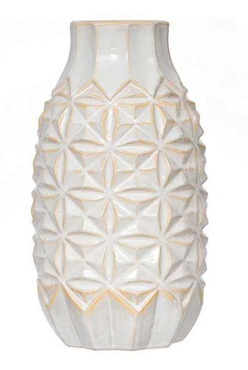 White Starburst Ceramic Vase image