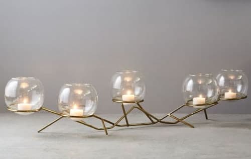Brass Glass Globe Centerpiece image