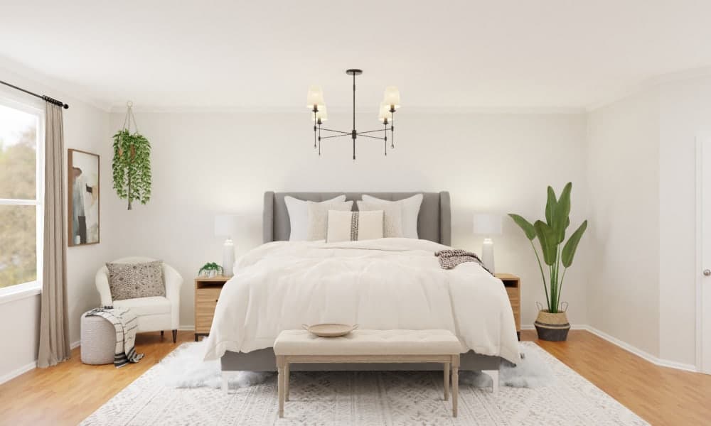 A Hotel-Worthy Rustic Transitional Bedroom