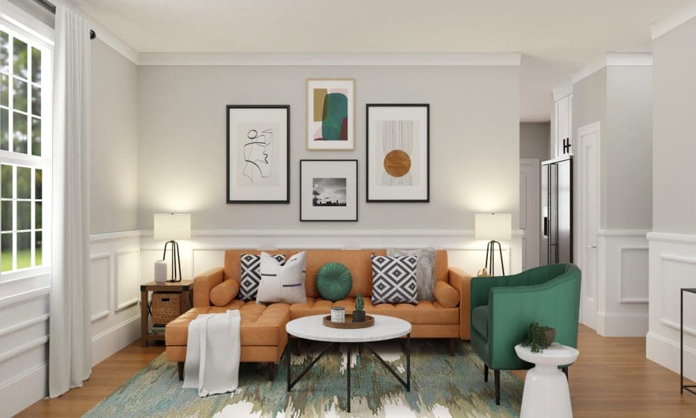 Modern Mid-Century Living Room with Country Accents