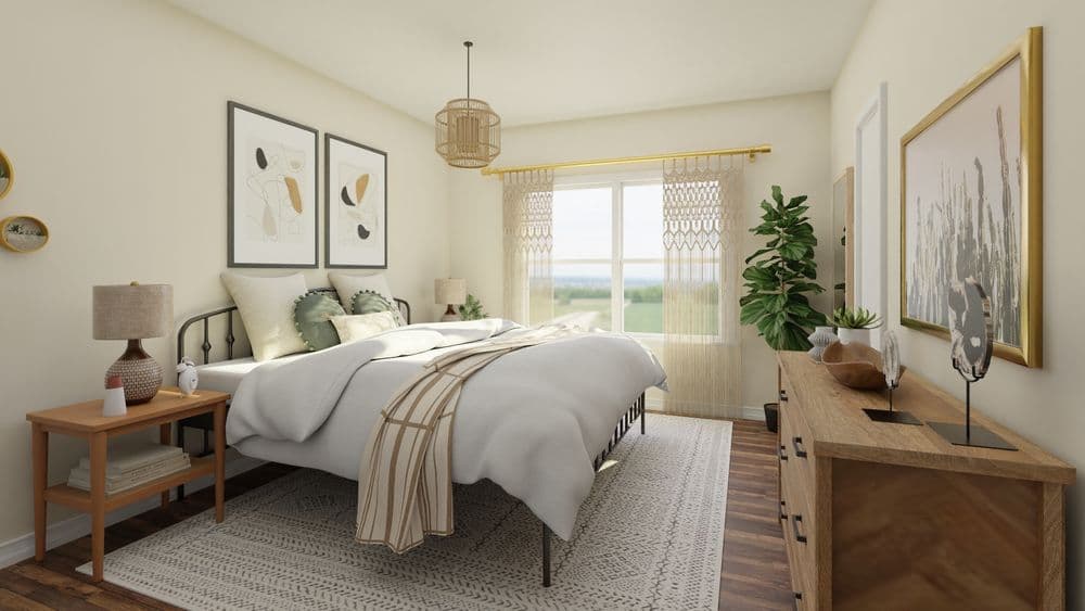 Mid-Century modern meets earthy bohemian in this cozy bedroom Gallery, Image 2