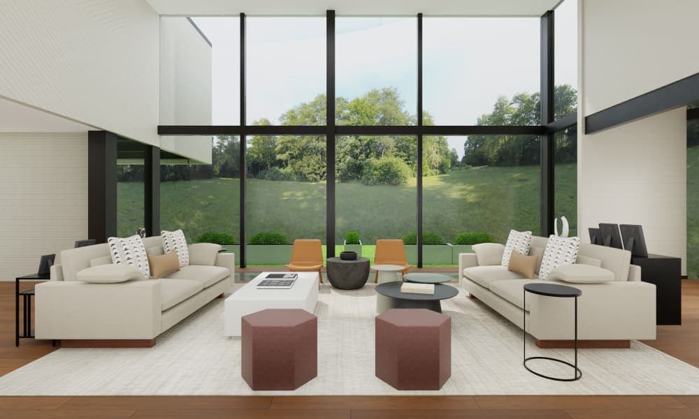 Geometric Museum-Inspired Modern Living Room